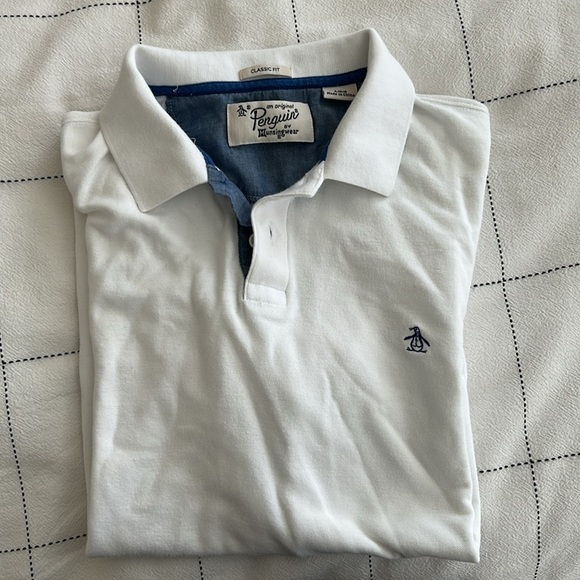 Original Penguin White Polo Shirt Classic Design - Picture 2 of 3